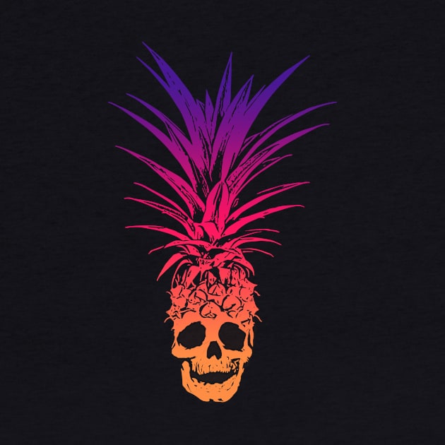 Pineapple Skull Rainbow Gradient Tropical Skeleton by MOP tees